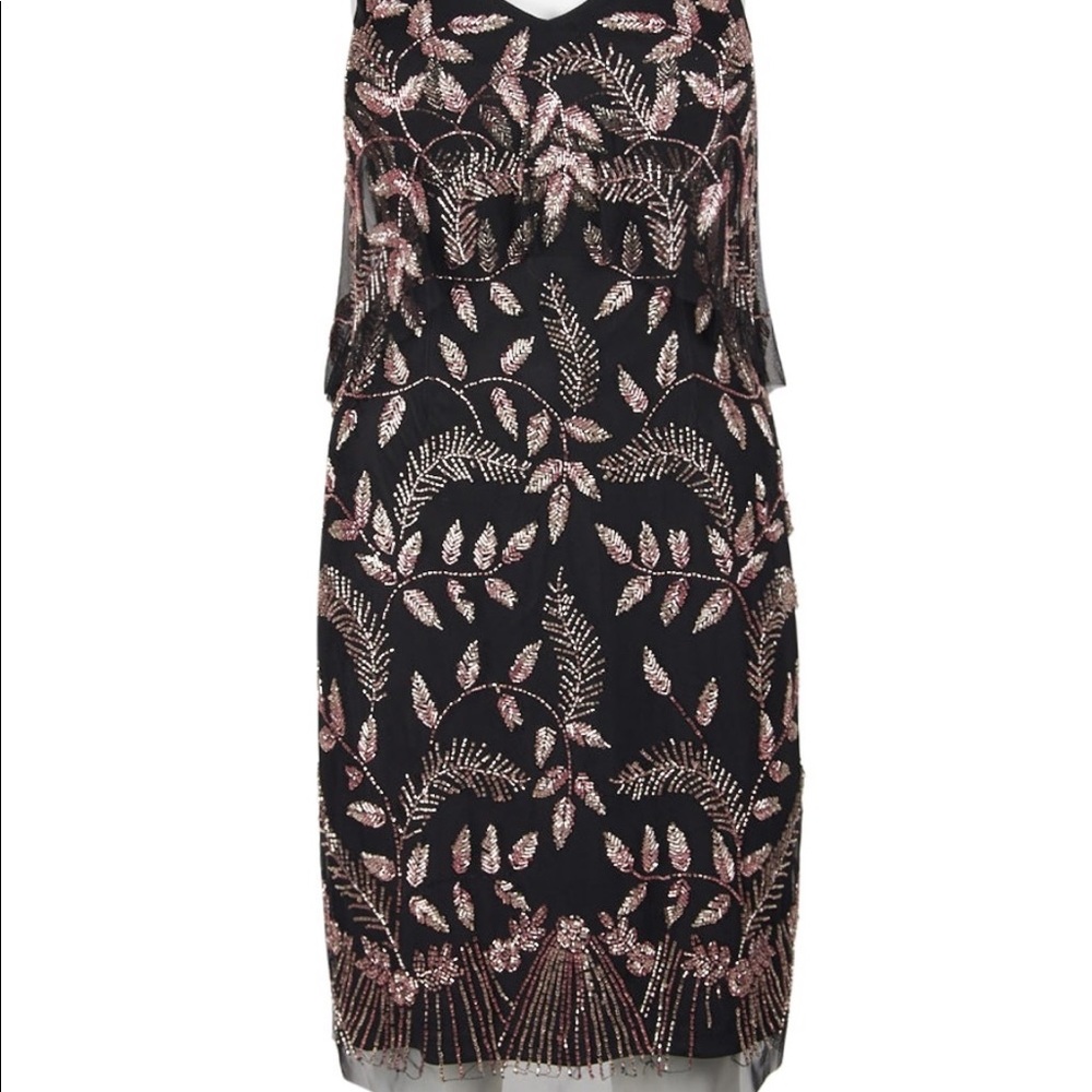 Aidan Mattox Women's Pop Over Floral Beaded Dress - Picture 3 of 7